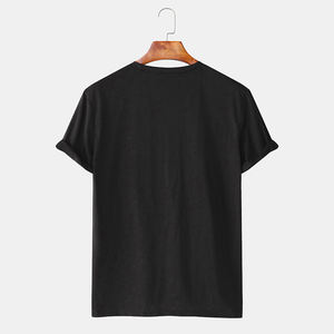 T-shirt décontracté à manches courtes pour hommes de haute qualité mode d'été avec motif solide hauts à col rond en jersey - Product Image 4