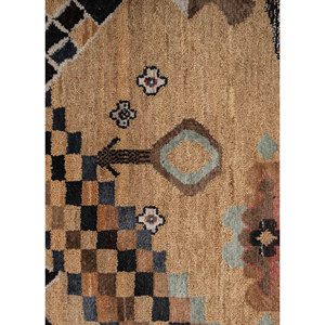 Manchaha Gold Hand Knotted Wool & Bamboo Silk Rug Modern Floral Geometric Design <b>Washable</b> Carpet for Home Use for Teens-Les-2742 - Product Image 3