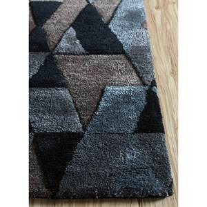 Alfombra Geométrica Hecha a Mano Acar de Lana y Viscosa, Diseño Abstracto a Rayas, Rectangular, para Pasillo, 4m x 10mm, Gris y Negro, Técnica de Tufting Manual para el Hogar - Product Image 4