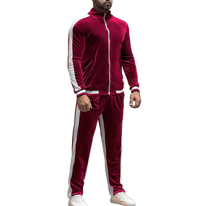Ensemble survêtement en velours personnalisé pour homme, respirant, 2 pièces, pantalon à fermeture éclair, logo en strass, hiver, molleton 100% coton - Product Image 2