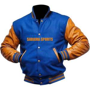 Veste universitaire de style américain en gros, veste de lycée noire en laine, manches en cuir chaud, personnalisable, veste de baseball universitaire - Product Image 1