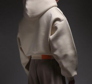 Hombres Crop Top Sudadera con capucha de algodón de felpa francesa de gran tamaño en relieve Logo Street Wear Sudadera con capucha sin cordón - Product Image 6