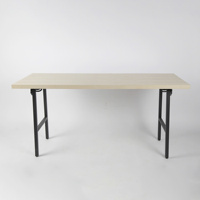 Table à manger pliante moderne pour l'extérieur, structure en fer et acier, panneau MDF pliable, utilisation en parc, origine Vietnam, bureau, salon