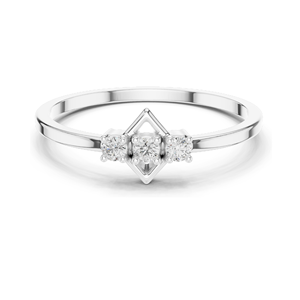 Bague à trois pierres en diamant de laboratoire 0,075 CT pour femme, clarté VVS-VS EF, or 18 carats, 14 carats, 10 carats et argent 925, rose, jaune, blanc - Product Image 1