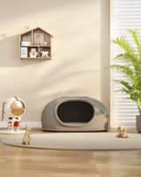Maison pour chat semi-fermée en peluche, lit doux pour chat avec ventilation supérieure, amovible et lavable pour chats d'intérieur et petits animaux