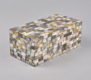 Handcrafted Luxury Dark Iridescent Mother Of Pearl Inlay Decorative Box Shimmering Black Shell Mosaic Rectangular Keepsake - Product Image 1