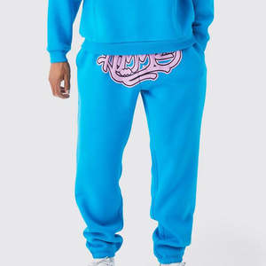 Nouvel ensemble de survêtement d'hiver en coton épais avec logo imprimé en relief, pantalon oversize et sweat à capuche court - Product Image 3