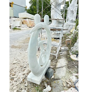 รูปปั้นหินอ่อนหินเสาหินธรรมชาติทนทานสูงใหม่สำหรับตกแต่งงานแกะสลักด้วยมือสีขาวแนวนามธรรมสมัยใหม่ของเวียดนาม - Product Image 3