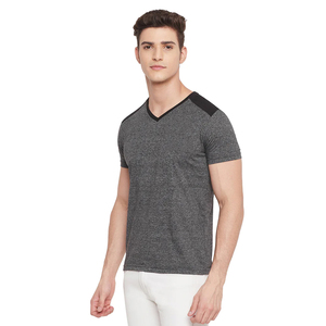 100% coton hommes col en v T-Shirt tissu peigné coupe ample manches courtes haute qualité écologique respirant Street Style - Product Image 3