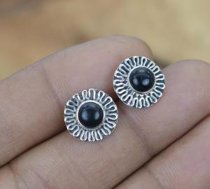 <b>Black</b> Onyx Gemstone Jewelry <b>For</b> <b>Women</b> Silver Boho Style Stud <b>Earrings</b> Jewelry 925 Sterling Silver Trending Handmade <b>Earrings</b> - Product Image 2