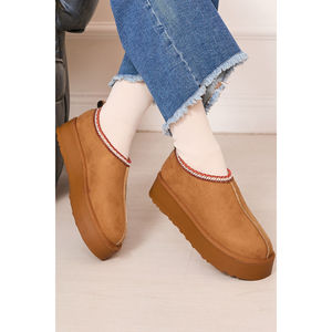 Botines Mini Color Bronceado con Forro de Piel y Suela Gruesa, Categoría de Producto: Botines y Zapatos de Tobillo - Product Image 4