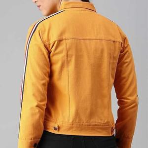 Chaqueta de mezclilla corta ajustada informal personalizada para mujer, algodón transpirable amarillo relleno, venta al por mayor - Product Image 4