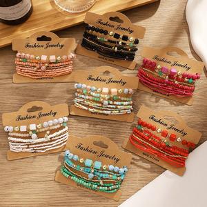 Juego de pulseras de cuentas de arroz coloridas y bonitas, 8 piezas, diseño ajustable para mujeres y niñas, joyería ligera y moderna, perfecta para regalos - Product Image 4