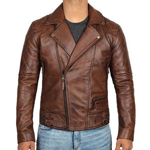 Veste en cuir pour homme à manches longues coupe régulière Meilleur Biker Mountain Wear Veste en cuir pour homme léger - Product Image 4