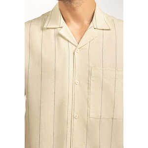 Chemises décontractées pour hommes 100% coton, tissu popeline rayé, respirant et confortable, coupe classique pour le style bureau - MN-CS-SS25-201 - Product Image 6