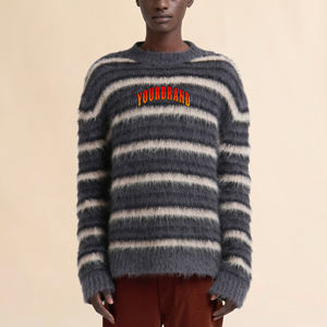 2026 vente chaude hiver goutte épaule dépouillé Mohair pull pour hommes col rond lon manches hiver vêtements décontractés hommes chandails - Product Image 1