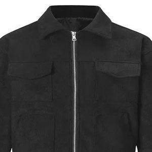 Veste en cuir suédé de haute qualité pour hommes avec col montant et veste en toile de style de rue à fermeture éclair épaisse multi-poches - Product Image 6