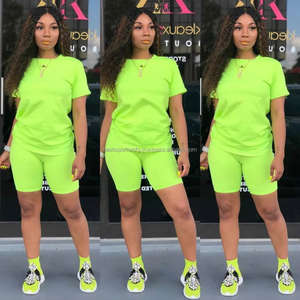 Summer Outfits Women <b>t</b> <b>Shirt</b> and Short Sets Summer 2 Two Piece Short Set Women Blank Biker Shorts Sets Custom Shorts for Women - Product Image 4