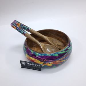 Bol rond en bois d'acacia durable fait à la main pour la maison ou le restaurant servant des salades collations aux fruits - Product Image 3