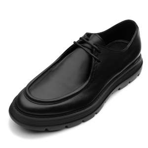 For Polacchino Leather Upper Flat Loafers with Rubber Sole <b>Lace</b>-Up Closure Round Toe-Office & Career Shoes in <b>Black</b> - Product Image 5