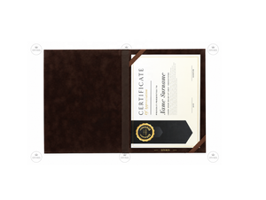 Carpeta Porta Certificados Transparente de Cuero con Impresión Digital y Diseño de Sello Dorado para Presentación - Product Image 1