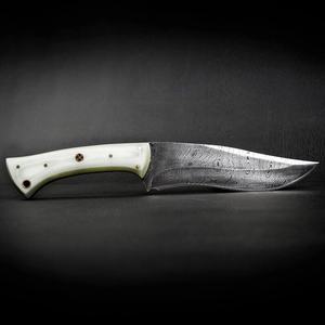Cuchillo de Supervivencia de Acero de Damasco, Hoja Fija, Personalizado, para Caza y Camping al Aire Libre, Mango G10, Funda de Cuero, Fabricante OEM - Product Image 5