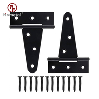 Kit de quincaillerie pour portail en acier inoxydable industriel noir mat de 4 pouces avec charnière en T et vis de montage pour portes en bois