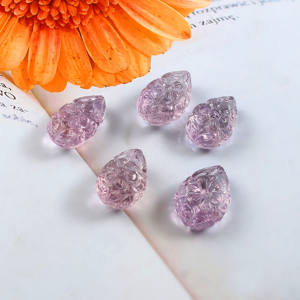 Pierre précieuse sculptée en améthyste violette rare faite à la main pour bijoux en forme de larme Lot de mélange avec d'autres pierres précieuses naturelles - Product Image 1
