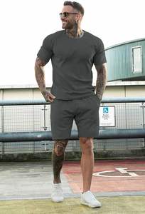 ชุดกางเกงขาสั้น2ชิ้นสำหรับผู้ชายชุดกางเกงขาสั้นสำหรับผู้ชายชุดสองชิ้นสำหรับฤดูร้อนออกแบบโลโก้ได้ตามต้องการ - Product Image 3