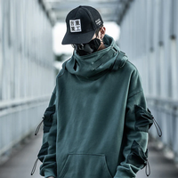 Sweat-shirt à capuche streetwear personnalisé Cyberpunk Techwear pour homme, broderie 3D Hip Hop, manches longues, poches, tissu polaire, automne