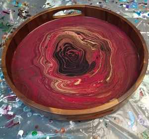 Rond en bois avec résine époxy utilisé comme porte-bijoux porte-anneau plateau de service en bois porte-clés organisateur de salle de bain - Product Image 4