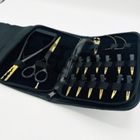 Kit d'outils pour extensions de cheveux en acier inoxydable HOOPER and COMPANY avec étui à pinces et logo - Utilisation commerciale durable