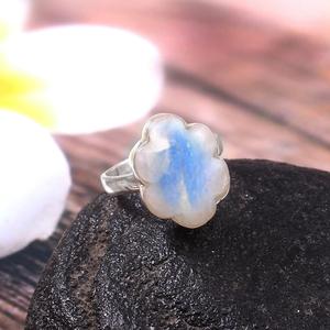 Bague d'éternité bohème en argent sterling 925 pour femme classique Rainbow Moonstone Vermeil Bezel Setting Nickel-Free Gold Plated - Product Image 4