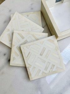Handmade Bohemian Style Eco-Friendly Bone Inlay Coaster with Intricate Inlay <b>Work</b> for Protecting Wooden Glass Marble <b>Tables</b> - Product Image 5