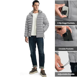 Chaqueta Acolchada Ligera y Versátil para Hombre, Abrigo de Invierno Aislado con Capucha Desmontable, Capa Exterior para Viajes, Esquí y Camping - Product Image 3