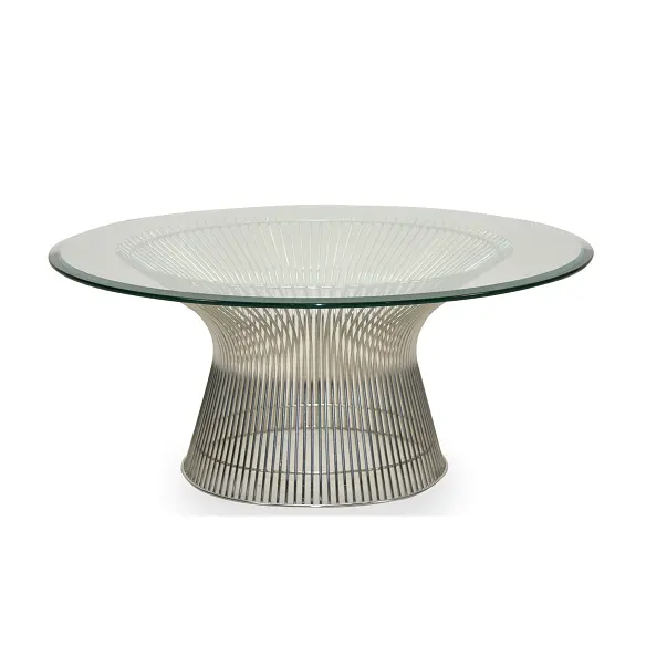 Moderne Glazen Woonkamer Meubels Zilveren Tafel Rond Gehard Glas Huis Decoratieve Centre Tafel