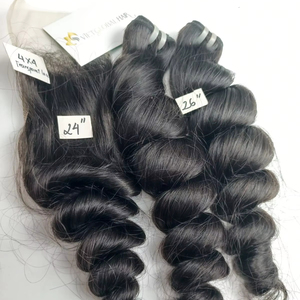 มัดผมมนุษย์ลอนหลวมธรรมชาติผมลอนแบบสองชั้นทำจากเวียดนาม - Product Image 1