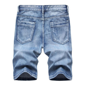 Shorts de mezclilla de lavado claro al por mayor, de pierna recta, cintura media, de algodón transpirable para verano, con bolsillos - Product Image 2