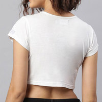Conjunto de Ropa de Verano para Mujer, Top Corto de Moda, Cuello Redondo, Manga Corta, 100% Algodón, Liso, Transpirable
