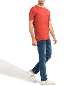 Pull à manches courtes en coton 100% pour hommes, col en O, couleur unie, style décontracté simple et ample avec logo sur le devant, Offre Spéciale - Product Image 4