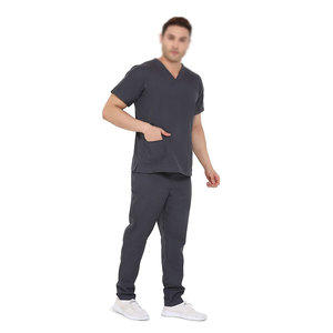 Ensemble complet de gommage médical avec pantalon à taille élastique et haut léger pour le personnel de santé col en V combinaison de gommage à l'hôpital - Product Image 2