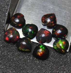 Suministros para la Fabricación de Joyería Fina, Cabujones de Ópalo Negro en Forma de Corazón de 5 mm, Lote a Granel, Piedra de Ópalo Negro Lightning Ridge para la Fabricación de Joyería - Product Image 3