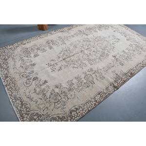 Tapis turc vintage Beige marron 5.5x9.4 pieds tissage plat en laine avec motif patchwork pour les décorations de salon utilisation couloir - Product Image 2