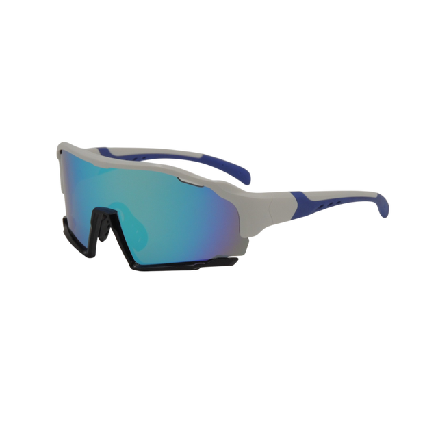 Custom Trendy % UV Protection Cycling Sports Sunglasses with Full Rim White Frame Blue Lens Taiwan Made Active Lifestyle