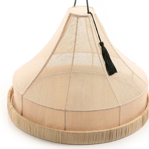 Decoración de Ramadán, Cubierta de Lino en Forma de Cono con Bandeja Redonda de Ratán, Cubierta de Alimentos de Fibra, Hecho a Mano en Vietnam - Product Image 5