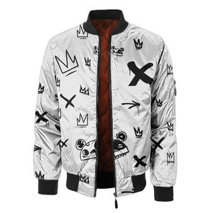 Chaqueta de bombardero de sublimación personalizada para hombres y mujeres, ropa de calle ligera de estilo universitario con estampado completo - Product Image 4