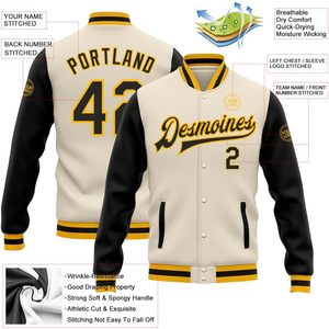 Vestes d'université personnalisées pour étudiants en laine et cuir PU avec logo brodé et nom d'équipe OEM - Product Image 2