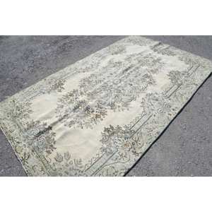 Tapis Oriental en Laine Beige Vert 5.6 X 9.4ft Patchwork Design Support en Latex pour Salon Adolescent Couloir Rectangle Puzzle Motif - Product Image 2