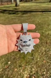 Angry Pitbull colgante para VVS moissanite diamante 925 plata esterlina Iced Out hip hop joyería fina colgantes y encanto regalo para ella - Product Image 5