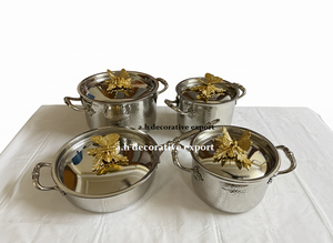 Elegant Hand-Hammered Europe Cooking <b>Pot</b> <b>Set</b> Decorative Butterfly Knob Stainless Steel Premium Quality Mirror Polished - Product Image 5